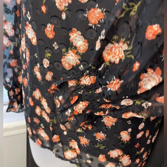 A Love Story Black Floral Roseann Mock Neck Puff Sleeve - Picture 12 of 16